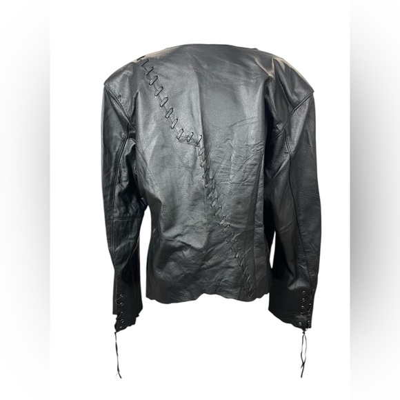 NWT Women’s Rare Vintage Y2K Harley Davidson Asymmetric Black Leather Jacket XL - Picture 7 of 15